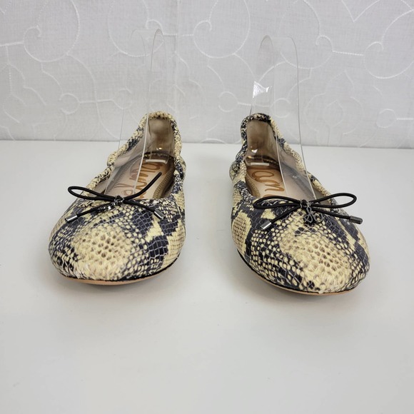 Sam Edelman Womens Shoes Size 8 Brown Leather Embossed Snakeskin Print Flats - Picture 8 of 10